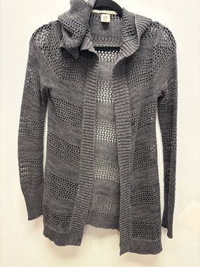 4 for $25 🩶 Roxy Open Knit Cardigan Sweater | Size Small | Charcoal Gray